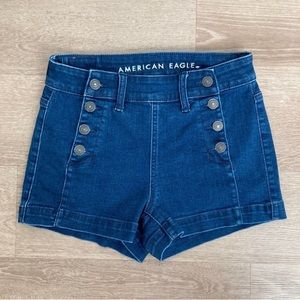 American Eagle High-Waisted Sailor Denim Jean Shortie Shorts